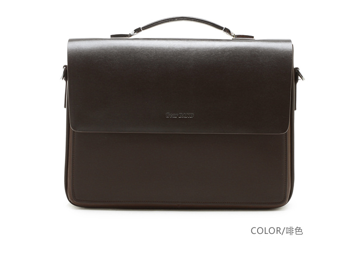 **男士商务牛皮配料电脑两用包（12寸） 啡色